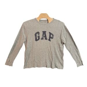 Gap Mens XXL Gray Waffle Knit Thermal Long Sleeve Logo T-Shirt Crew Neck